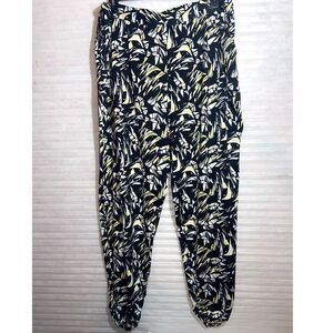 Anthony Originals Elastic Waist Ruched Ankle Geometric Pattern Black Yellow 3X